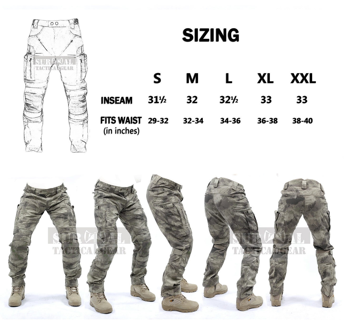 Tactical Pants with Knee Protection System & Air Circulation System